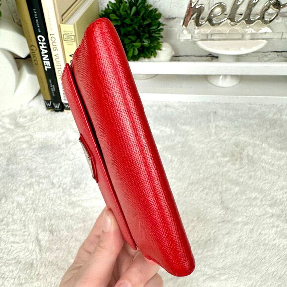 Prada red leather compact wallet NICE Vintage! - Picture 11 of 12